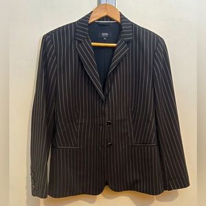 Zanella Vintage Black Pinstriped Blazer - Made in Italy, Size 12